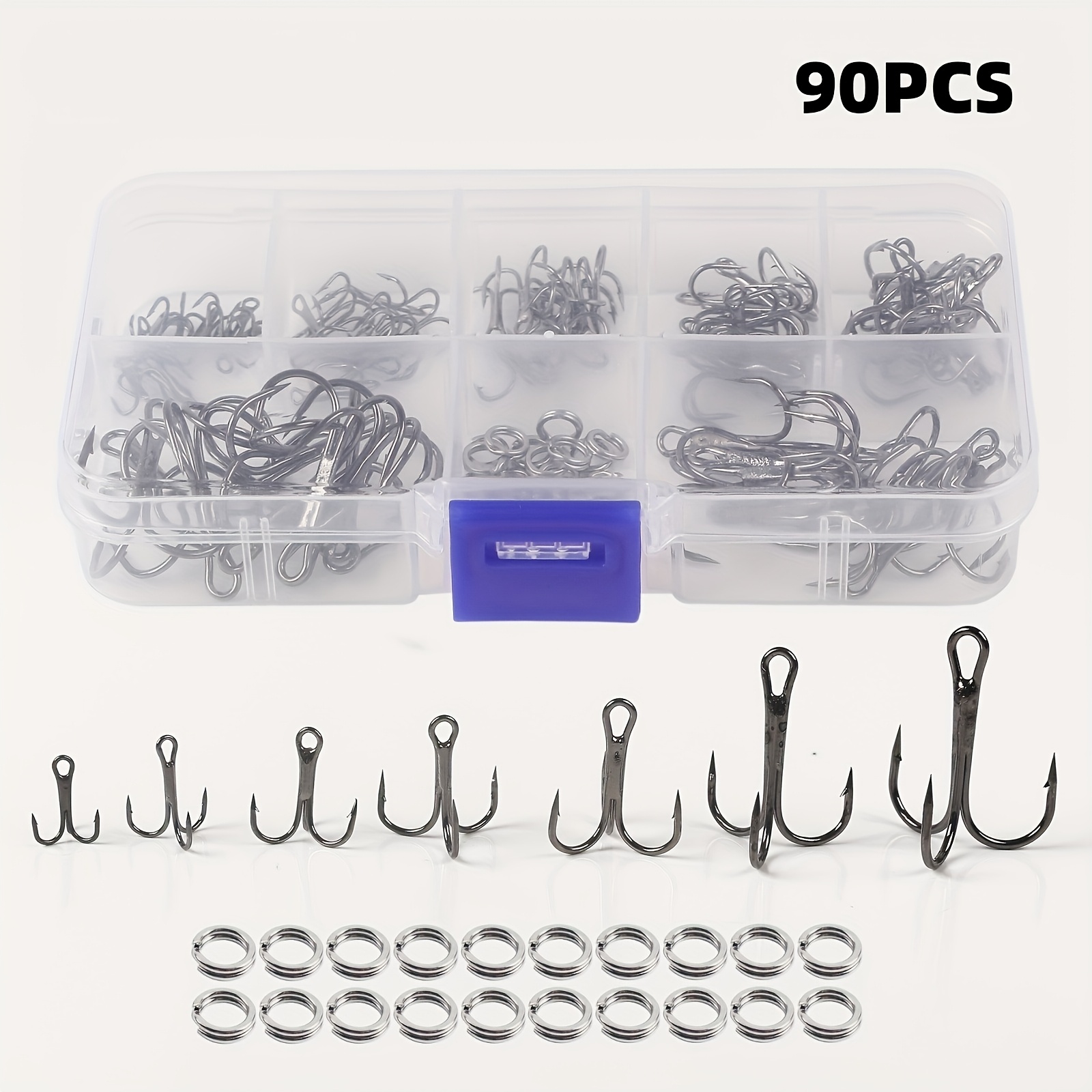 Fishing Hook Assortment - 90 adet/takım Bölünmüş halkalı üçlü kanca